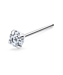 Round CZ Silver Straight Nose Stud NSKA-113-3